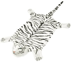 Tapete tigre de pelúcia, 144 cm, branco
