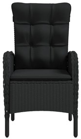 5 pcs conjunto de jantar p/ jardim c/ almofadões preto