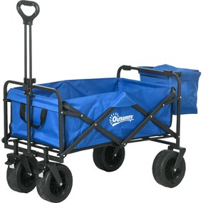 Carrinho de Transporte Dobrável com Bolsa Térmica Removível Capacidade 100 kg para Campismo Praia 113x57x77-100 cm Azul