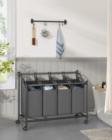 Cesto da roupa suja 105 x 38,5 x 67/81 cm com rodas 4 x 45 L cinza ardósia