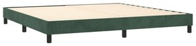 Cama box spring c/ colchão/LED 200x200 cm veludo verde-escuro