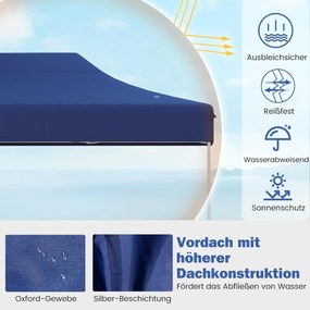 Gazebo dobrável de 3 x 4,5 m com bolsa de rodas e 4 cordas Gazebo pop-up ajustável em altura Gazebo de jardim Branco