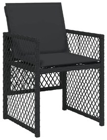 11 pcs conjunto de jantar p/ jardim c/ almofadões vime PE preto