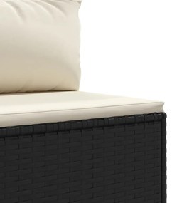 6 pcs conjunto lounge de jardim c/ almofadões vime PE preto