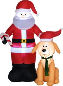 Outsunny Pai Natal Insuflável com Cão 9 Luzes LED IP44 e Inflador Elétrico Decoração de Natal 117x80x157cm Multicolorido | Aosom Portugal