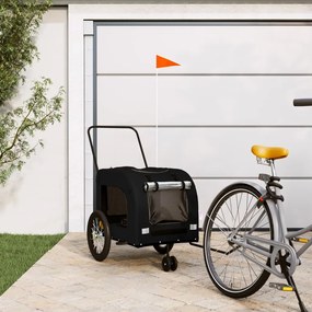 vidaXL Reboque bicicleta p/ animais tecido oxford/ferro preto