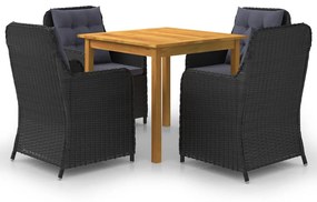 vidaXL 5 pcs conjunto de jantar para jardim preto