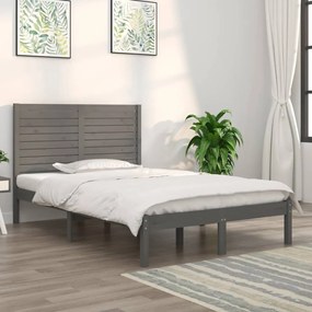 vidaXL Estrutura cama pequena casal 120x190 cm pinho maciço cinza