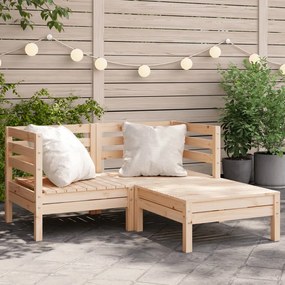 vidaXL Sofá de 2 lugares para jardim com apoio de pés pinho maciço