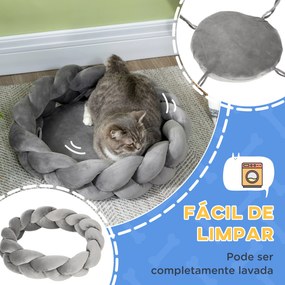 Cama para animais estimação Pequenos Lavável Cama para Animais de Estimação Redonda com Almofada Independente 55x55x14 cm Cinza