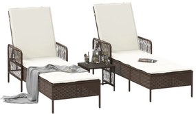 Conjunto de Espreguiçadeira Conjunto de 3 Marrons e creme