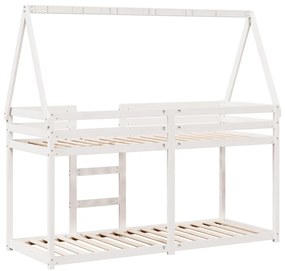 Beliche com telhado 80x200 cm madeira de pinho maciça branco