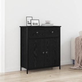 vidaXL Buffet Preto em Madeira de Carvalho 70x30x80 cm em Madeira Engenharia e Aço
