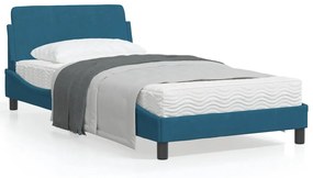 373136 vidaXL Estrutura de cama c/ cabeceira 100x200 cm veludo azul