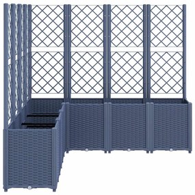 Vaso/floreira de jardim c/ treliça 160x160x140 cm PP cinzento azul