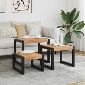 Mesas de encastrar 3 pcs madeira maciça