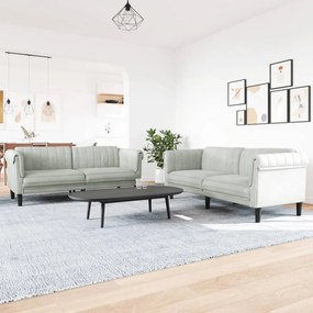 vidaXL 2 pcs conjunto de sofás veludo cinzento-claro