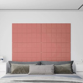 Painel de parede 12 pcs 90x30 cm veludo 3,24 m² rosa