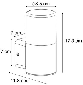 Aplique moderno preto abajur branco translúcido IP44 - ODENSE Moderno