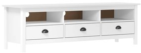 vidaXL Móvel de TV Hill 158x40x47 cm pinho maciço branco