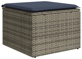 6 pcs conjunto sofás p/ jardim c/ almofadões vime PE cinzento