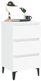 Mesa de cabeceira c/ pernas em metal 40x35x69 cm branco
