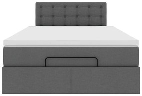 Cama otomana com colchão 120x200 cm tecido cinzento escuro