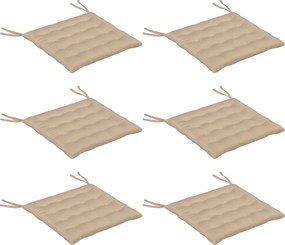 Outsunny Conjunto de 6 Almofadas para Cadeiras de Jantar 40x40 cm 6 peças Almofadas para Cadeiras de Jardim Acolchoadas Cáqui | Aosom Portugal