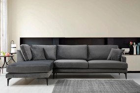 Sofá de Canto Papira - Antracite - 283 x 180 x 90 x 88 cm