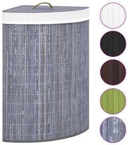 Cesto de canto para roupa suja 60 L bambu cinzento