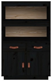 Aparador alto 67x40x108,5 cm pinho maciço preto