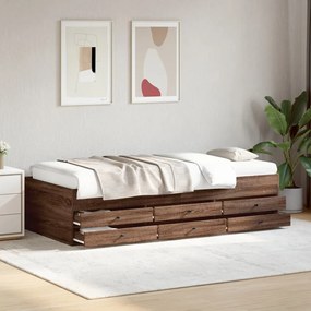 vidaXL Sofá-cama com gavetas sem colchão 90x200 cm carvalho castanho