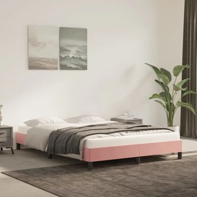 Estrutura de cama 140x200 cm veludo rosa