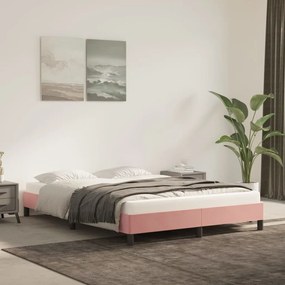 vidaXL Estrutura de cama 140x200 cm veludo rosa
