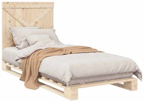 Estrutura de cama com cabeceira 90x200 cm pinho maciço