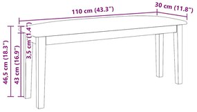 Banco 110 cm madeira seringueira maciça castanho