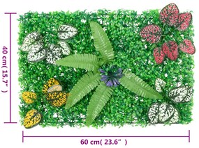 Vedação de plantas artificiais 6 pcs 40x60 cm verde