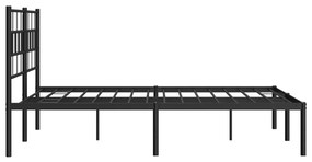 Estrutura de cama em metal com cabeceira 150x200 cm preto