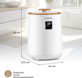 Aquecedor de toalhas para casa banho de 18 L com tela LED e desligamento automático Cubo portátil branco