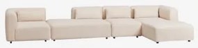 Sofá Modular Chaise Longue Direito De 4 Peças Com Divã Fogler Tecido Pele De Borrego Bege Creme - Sklum