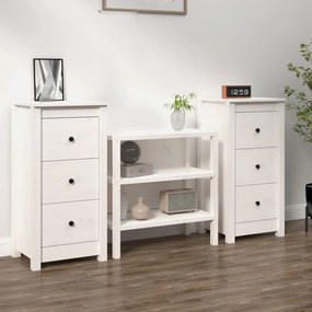 vidaXL Aparadores 2 pcs 40x35x80 cm madeira de pinho maciça branco