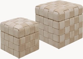Pufes de veludo com arrumação Weave, conjunto de 2