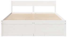Cama sem colchão 150x200 cm madeira de pinho maciça branco