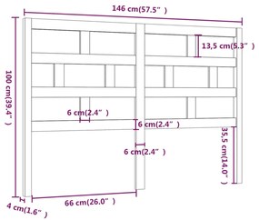 Cabeceira de cama 146x4x100 cm pinho maciço castanho mel