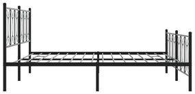 Estrutura de cama com cabeceira e pés 193x203 cm metal preto