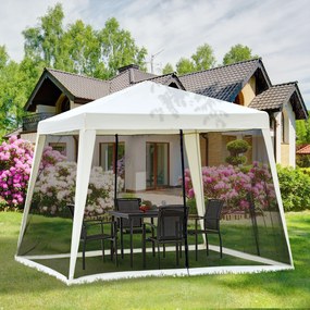 Tenda de Jardim 3x3m Tenda com 4 Partes Laterais Rede Mosquiteira com fecho Proteção UV para Patio Bege