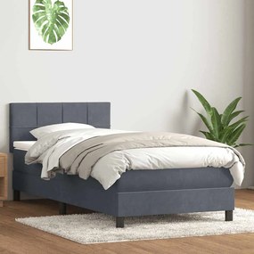 vidaXL Cama com molas/colchão 100x210 cm veludo cinzento-escuro