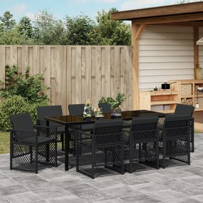 Conjunto de Jantar para Jardim com 9 Peças e Almofadas em Rattan Sinté