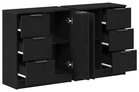 Buffets 2 pcs Madeira de Carvalho Preto 60x30x70 cm Madeira engenheira