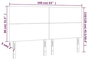 Cabeceira de cama c/ luzes LED tecido 160x5x118/128 cm azul